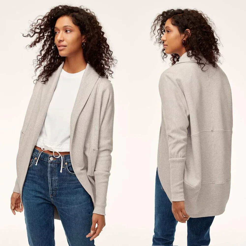 Wilfred Aritzia Diderot Cocoon Shawl Cardigan Sweater XXS XS Grey Silver Studs - Picture 9 of 10